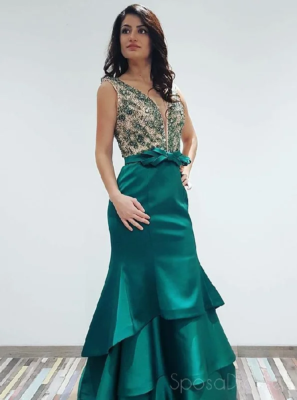 Braided strap casual maxi dress-V Neck Emerald Green Mermaid Long Evening Prom Dresses, Cheap Sweet 16 Dresses, 18338