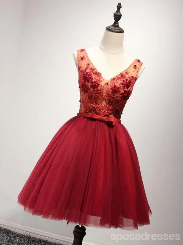 Pleated skirt maxi dress-V Neckline Red Lace See Through Homecoming Prom Dresses, Affordable Short Party Corset Back Prom Dresses, Perfect Homecoming Dresses, CM229