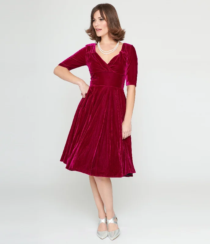 Floral mini dress-Collectif Plum Velvet Trixie Flare Dress