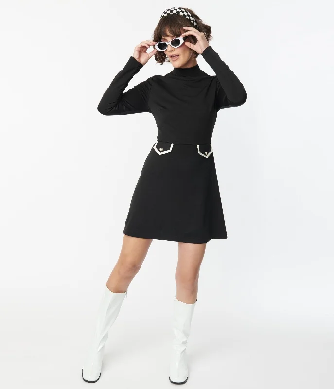 Bodycon mini dress-Smak Parlour Black Mock Turtleneck Fit & Flare Dress