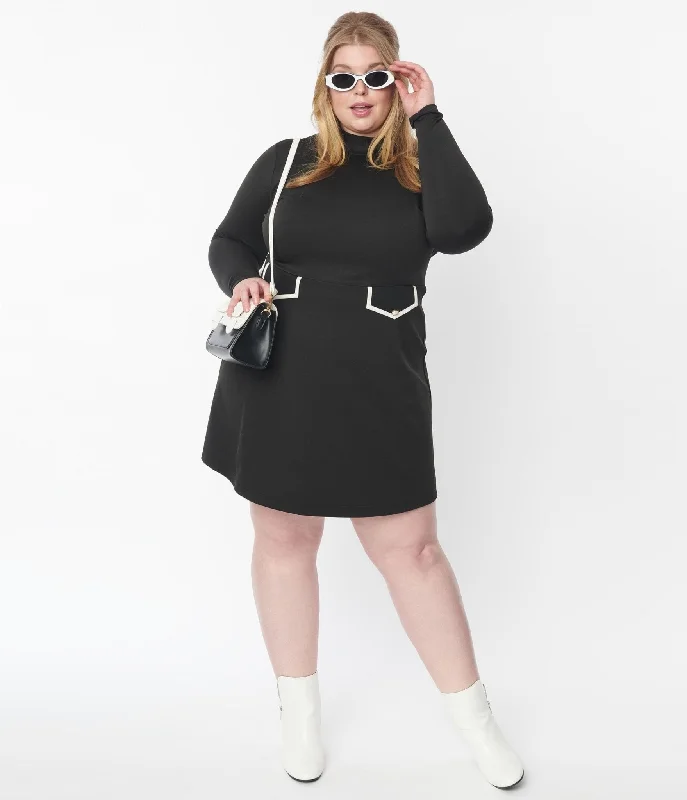 Blouson mini dress-Smak Parlour Plus Size Black Mock Turtleneck Fit & Flare Dress